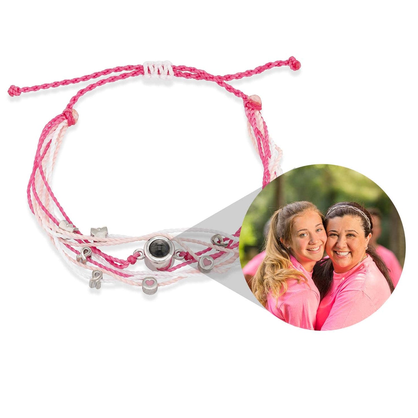 Bracelet Photo Personnalisé avec Charms Cancer du Sein